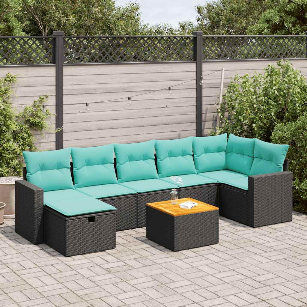 vidaXL Heim & Garten 8-tlg Garten-Sofagarnitur Schwarz Poly Rattan