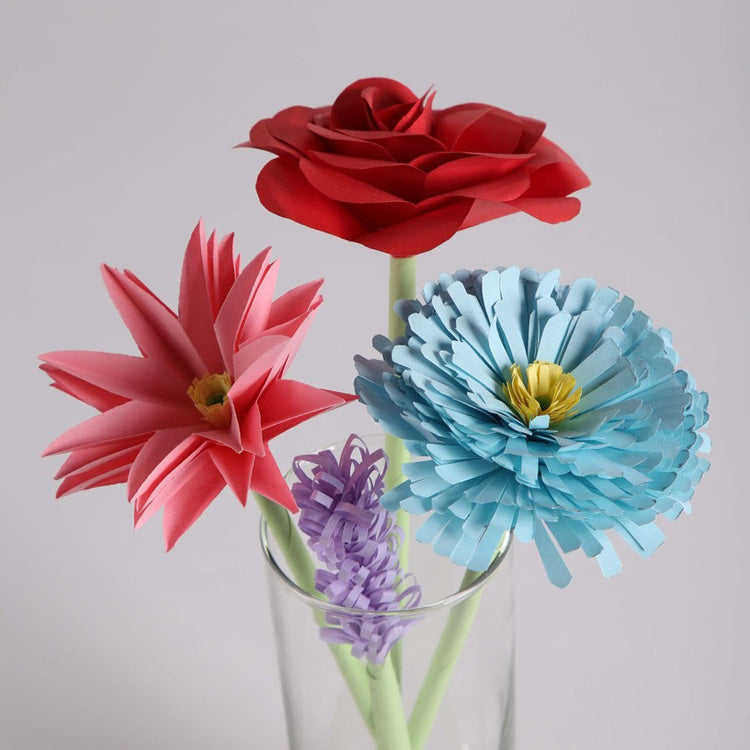 Kikkerland Crafters Paper Flowers Bastelset Papierblumen 4er