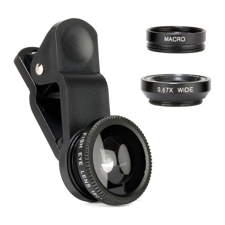 Kikkerland Clip Lens Handy Objektiv Set 3-tlg Makro Weitwinkel