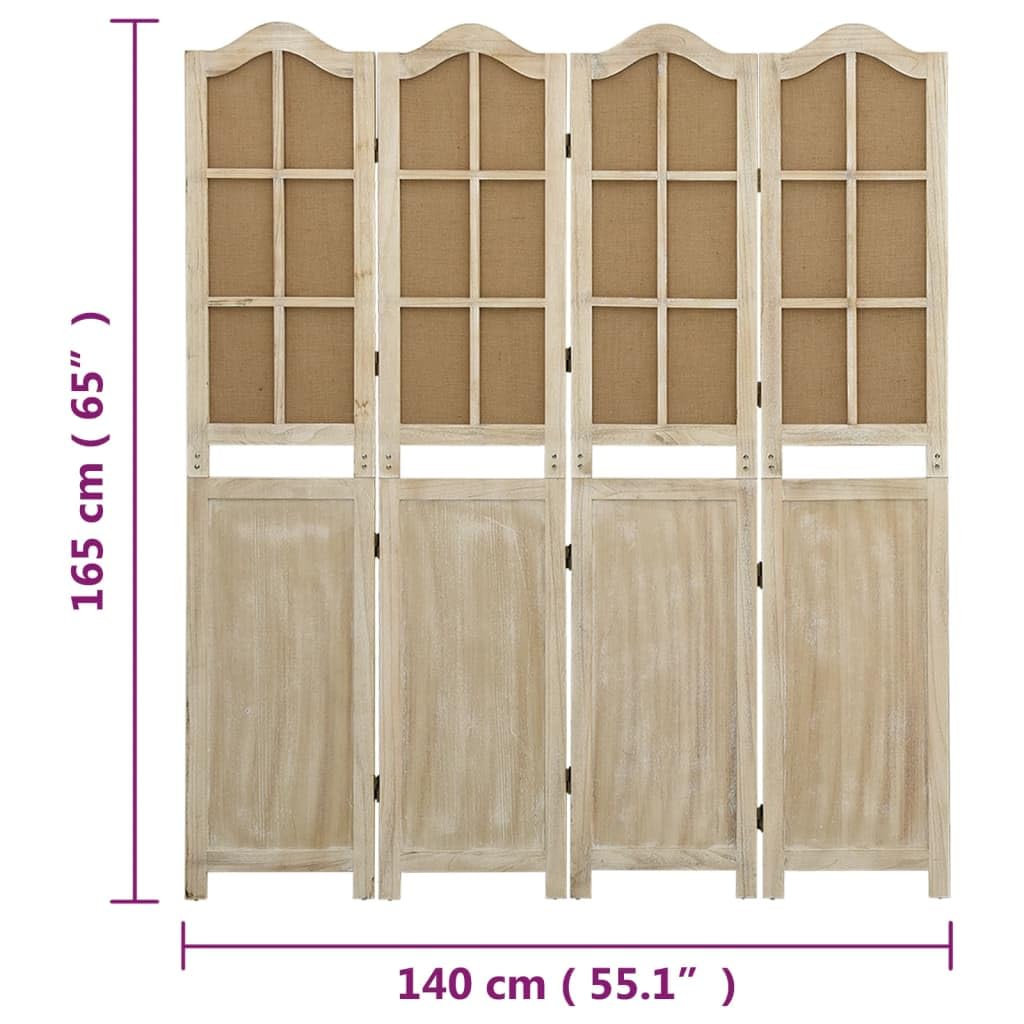 vidaXL Paravent 4-tlg. Raumteiler Braun 140x165cm Stoff