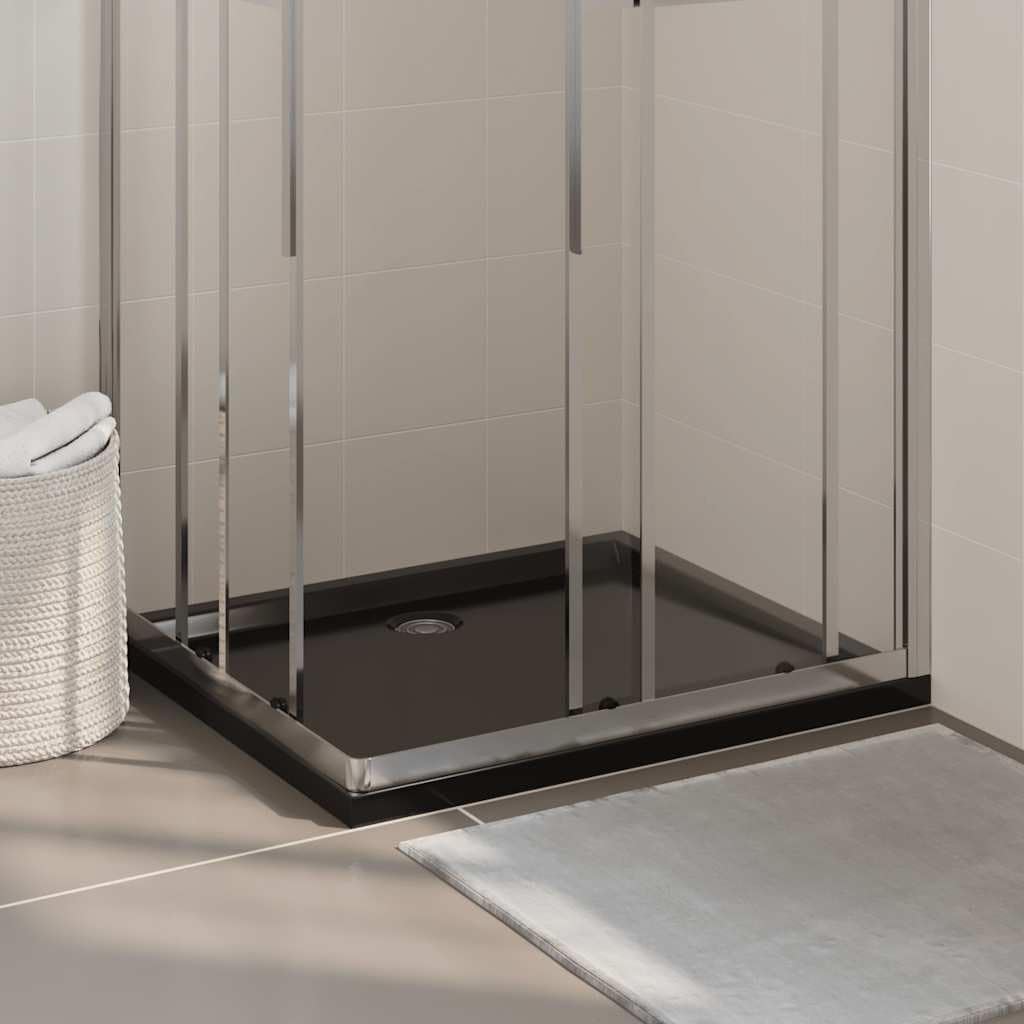 vidaXL Duschtasse 80x90 cm Schwarz ABS flach rechteckig