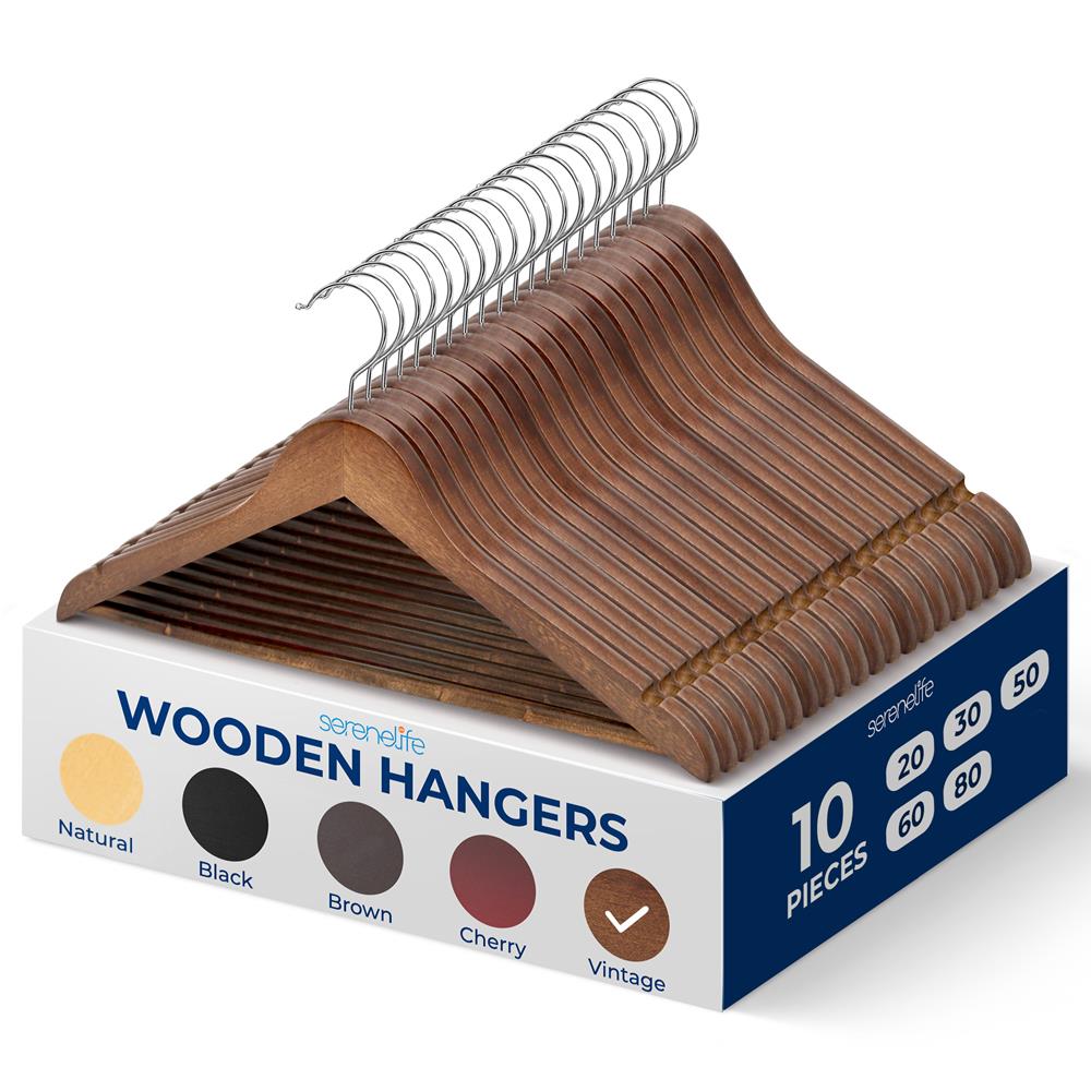 Serenelife Storage Holzbügel 10er-Set 44,5 cm mit Steg