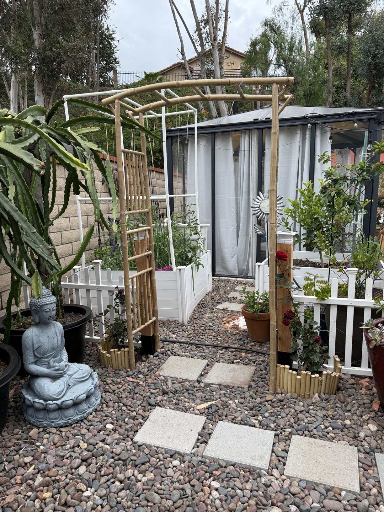 vidaXL Rosenbogen Bambus Rankhilfe Gartenbogen Torbogen