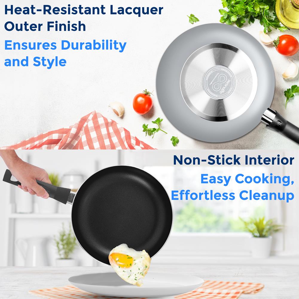 Serenelife Cookware Kochgeschirr Set Schwarz 6-teilig Antihaft
