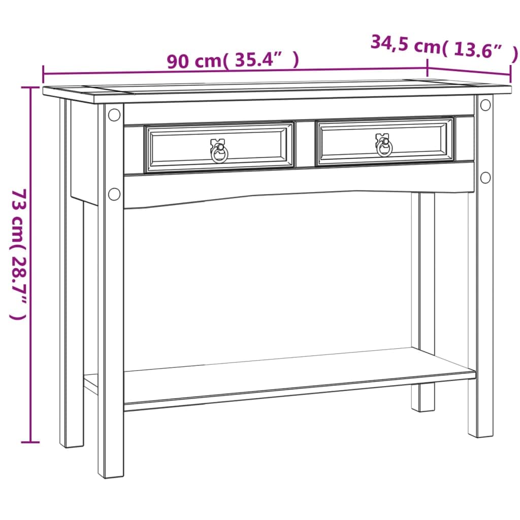 vidaXL Möbel Corona Konsolentisch 90 cm weiß Kiefernholz