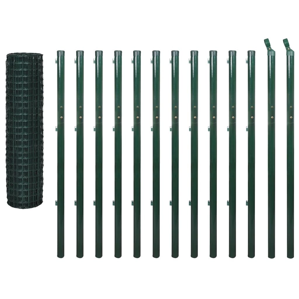 vidaXL Eurozaun Stahl 25 x 1 m Grün Maschendrahtzaun