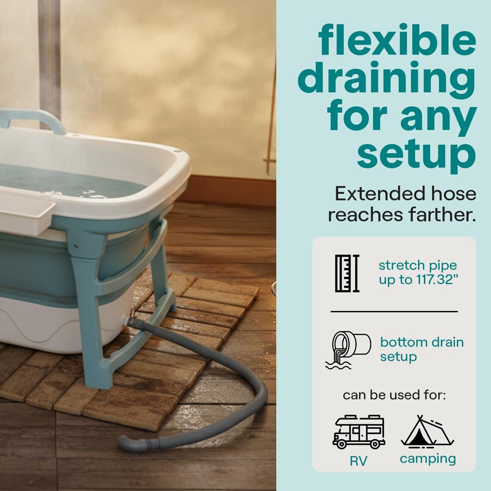 Serenelife Badewanne faltbar 150cm Set blau mit Deckel