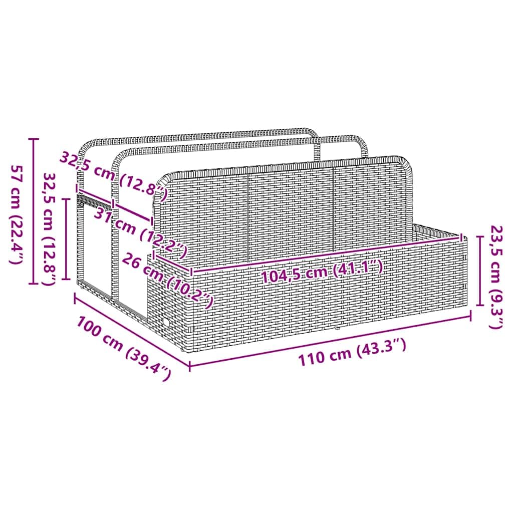 vidaXL Pool Aufbewahrungsbehälter Poly Rattan Box 110x100x57 Hellgrau