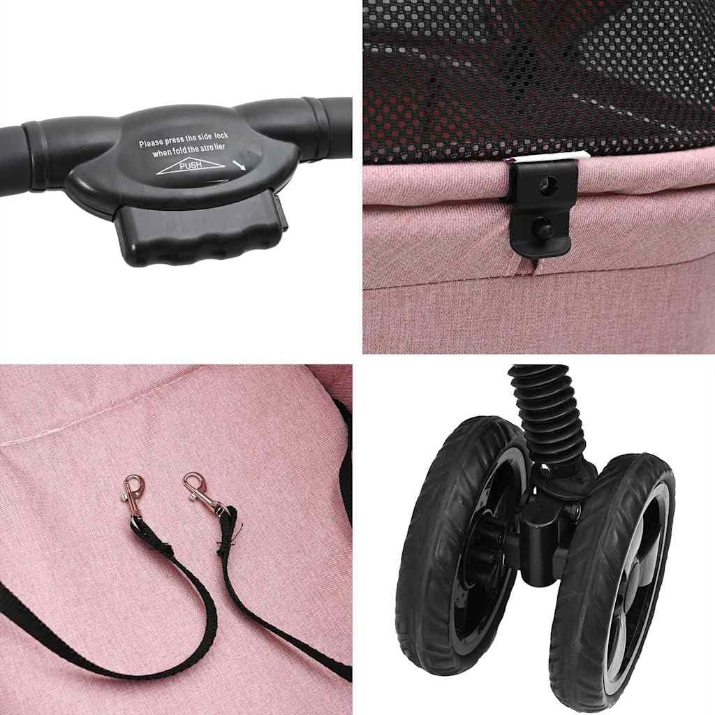vidaXL Haustierwagen faltbar Rosa Polyester 81x47x99 cm