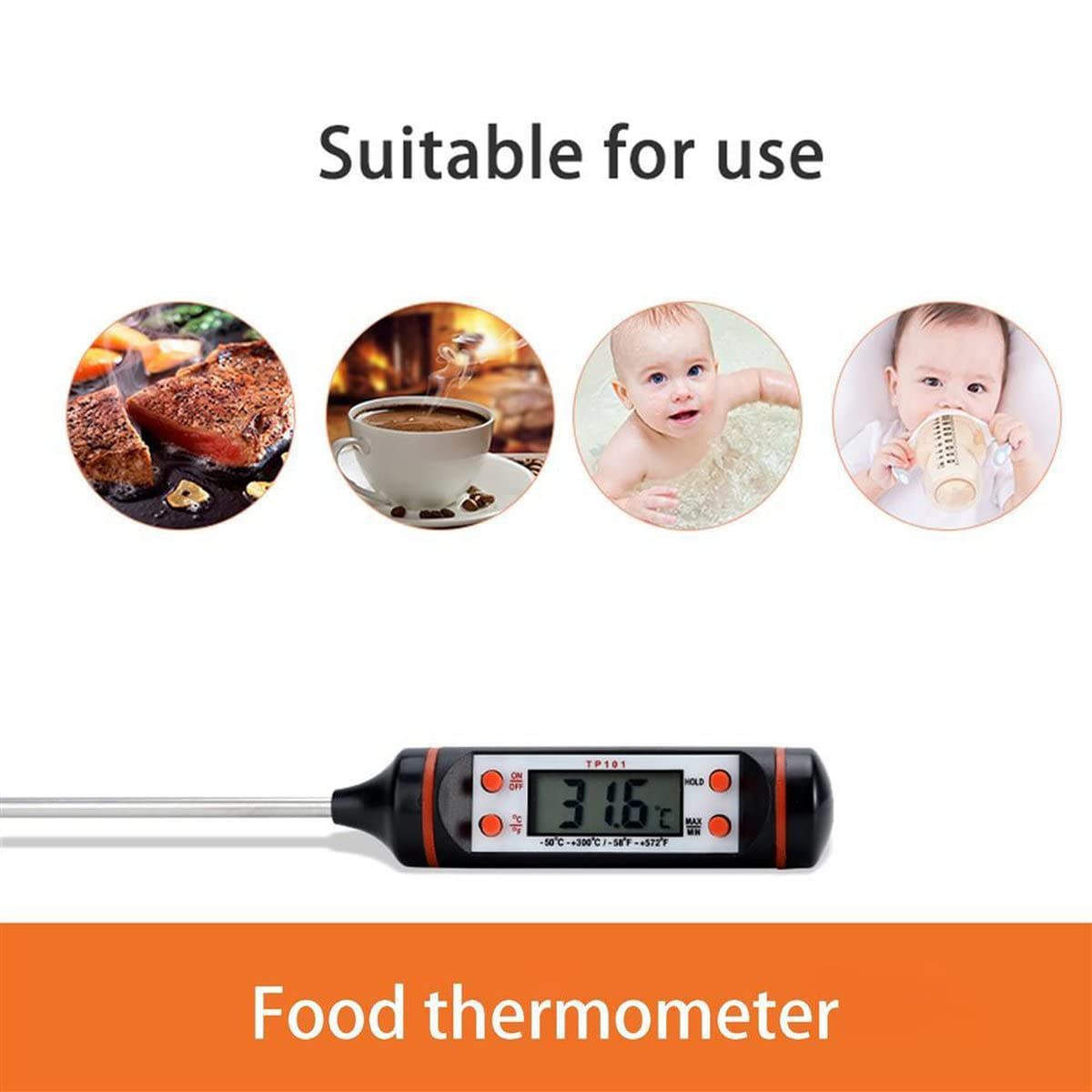 Intirilife Digitales Küchenthermometer schwarz 25 cm Edelstahl