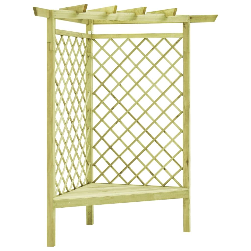 vidaXL Heim & Garten Eckpergola 130x130x197 Kiefer Bank