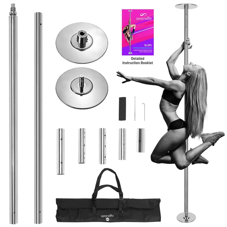 Serenelife Fitness Tanzstange Stahl Chrom Verstellbar