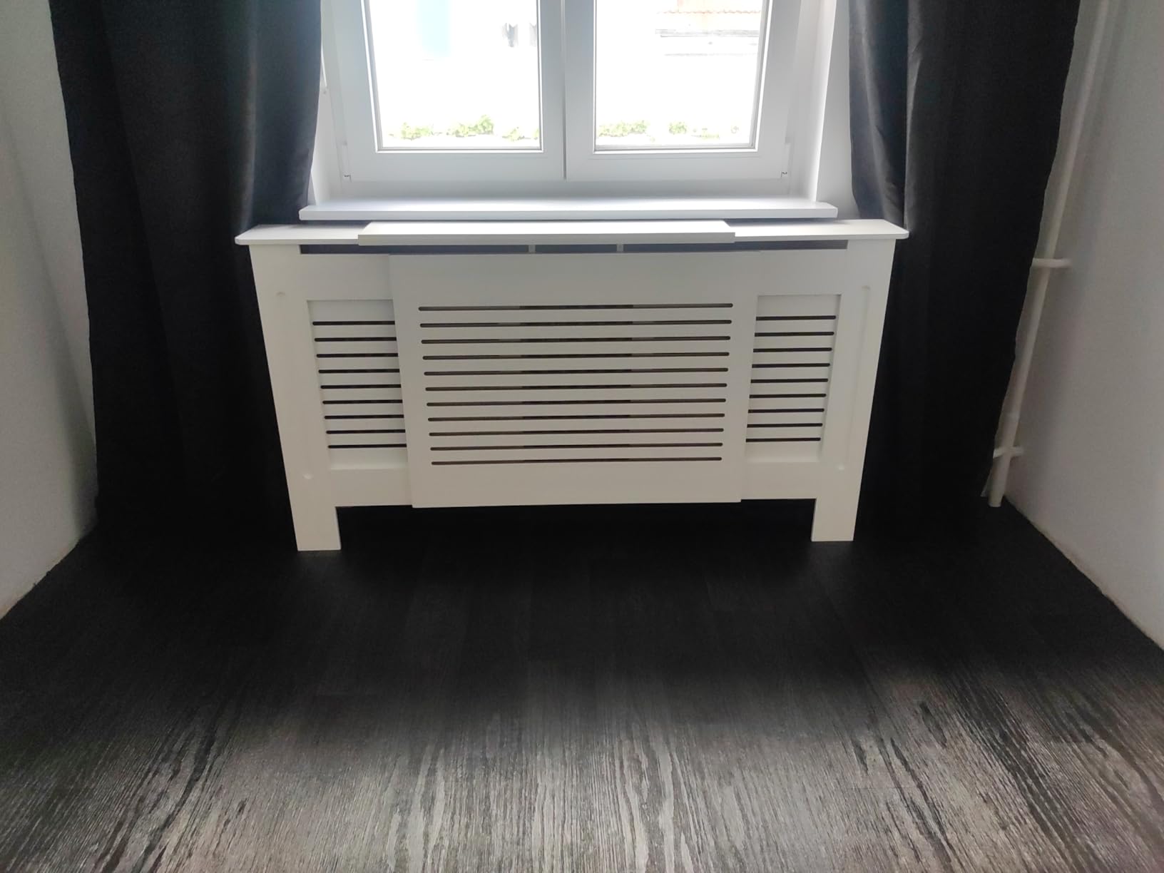 vidaXL Heimwerkerbedarf Heizkörperabdeckung 112 cm Weiß MDF