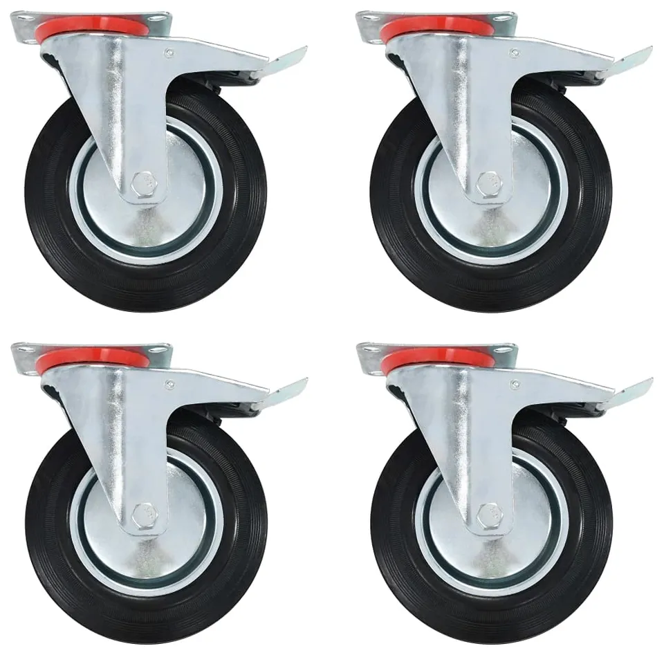 vidaXL Lenkrollen Doppelbremse 4 Stk 200 mm Gummi Möbelrollen