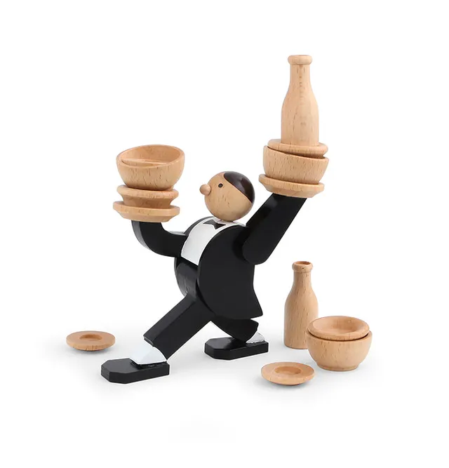Kikkerland Play Don't Tip The Waiter Stapelspiel Holz