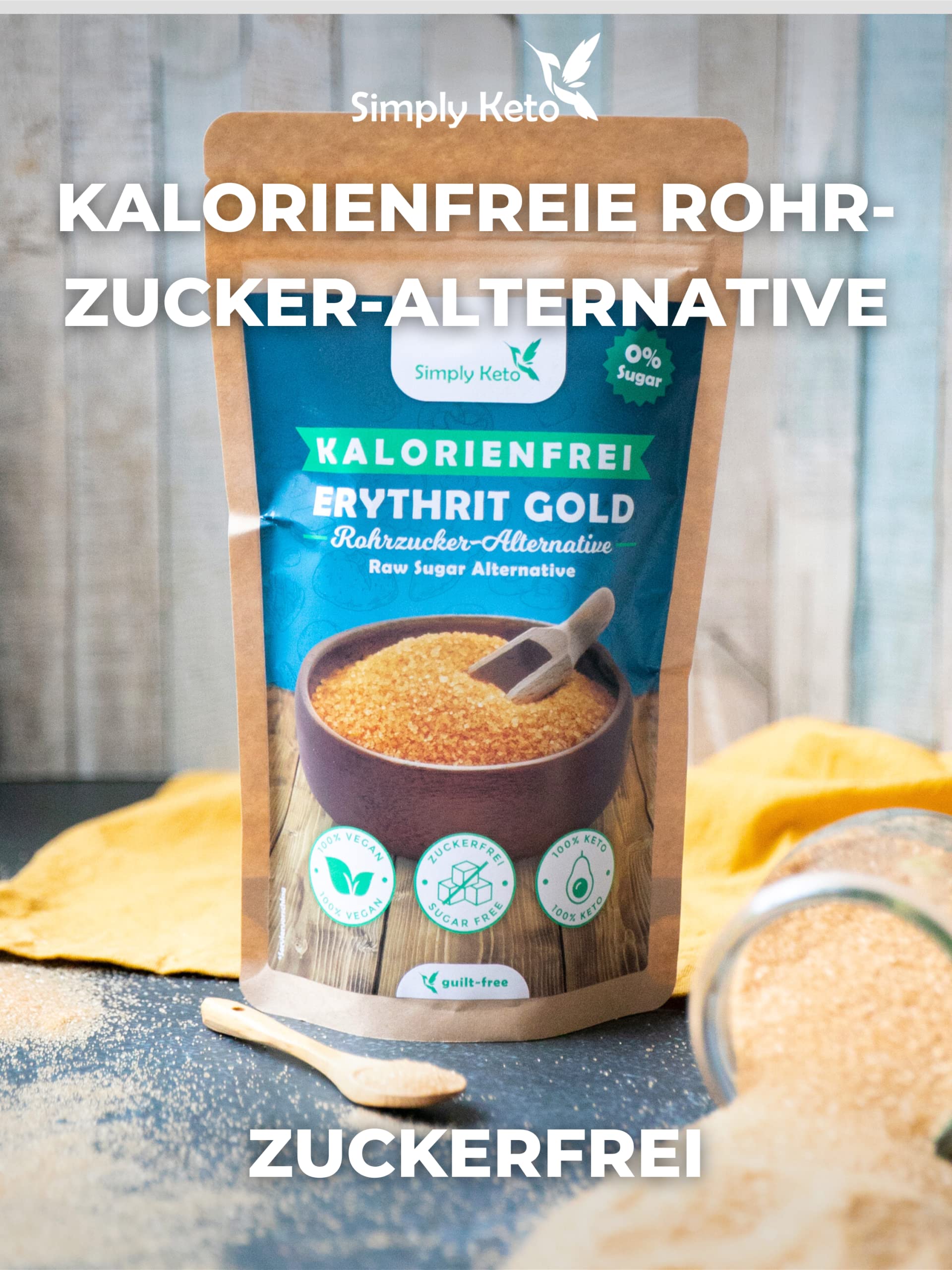 Simply Keto Erythrit Gold brauner Zuckerersatz 400 g keto