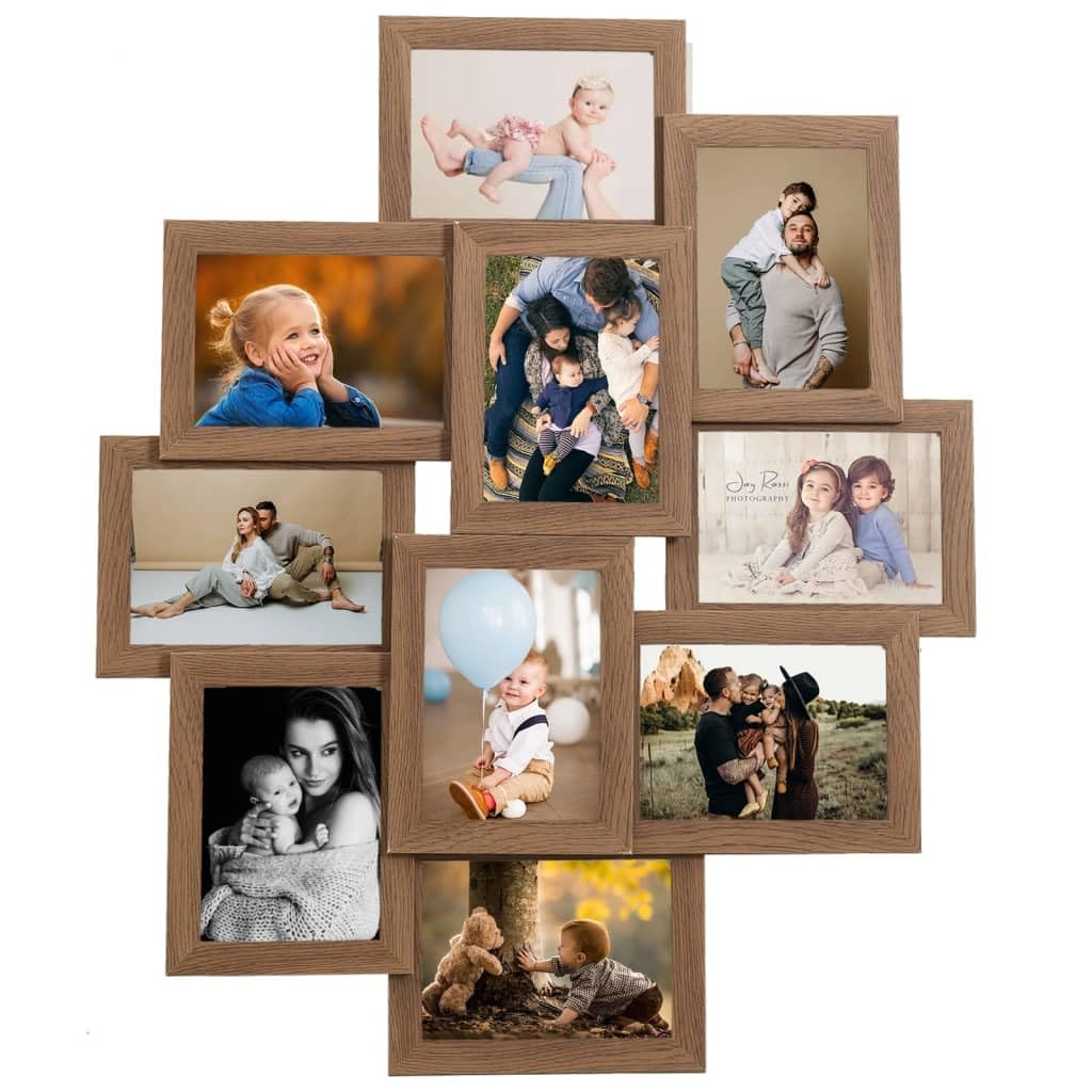 vidaXL Heim & Garten Collage Bilderrahmen 10x 10x15 Hellbraun MDF