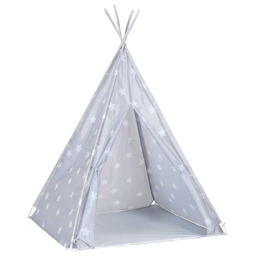 vidaXL Spielzeuge Spiele Kinder Tipi-Zelt Grau Polyester 115x115x160