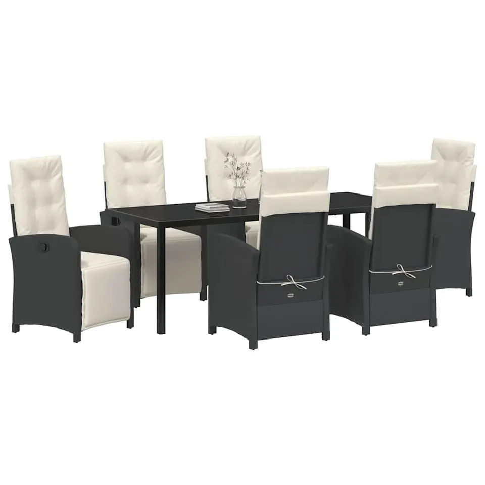 vidaXL Heim & Garten Garten Essgruppe 7-tlg Schwarz Poly-Rattan