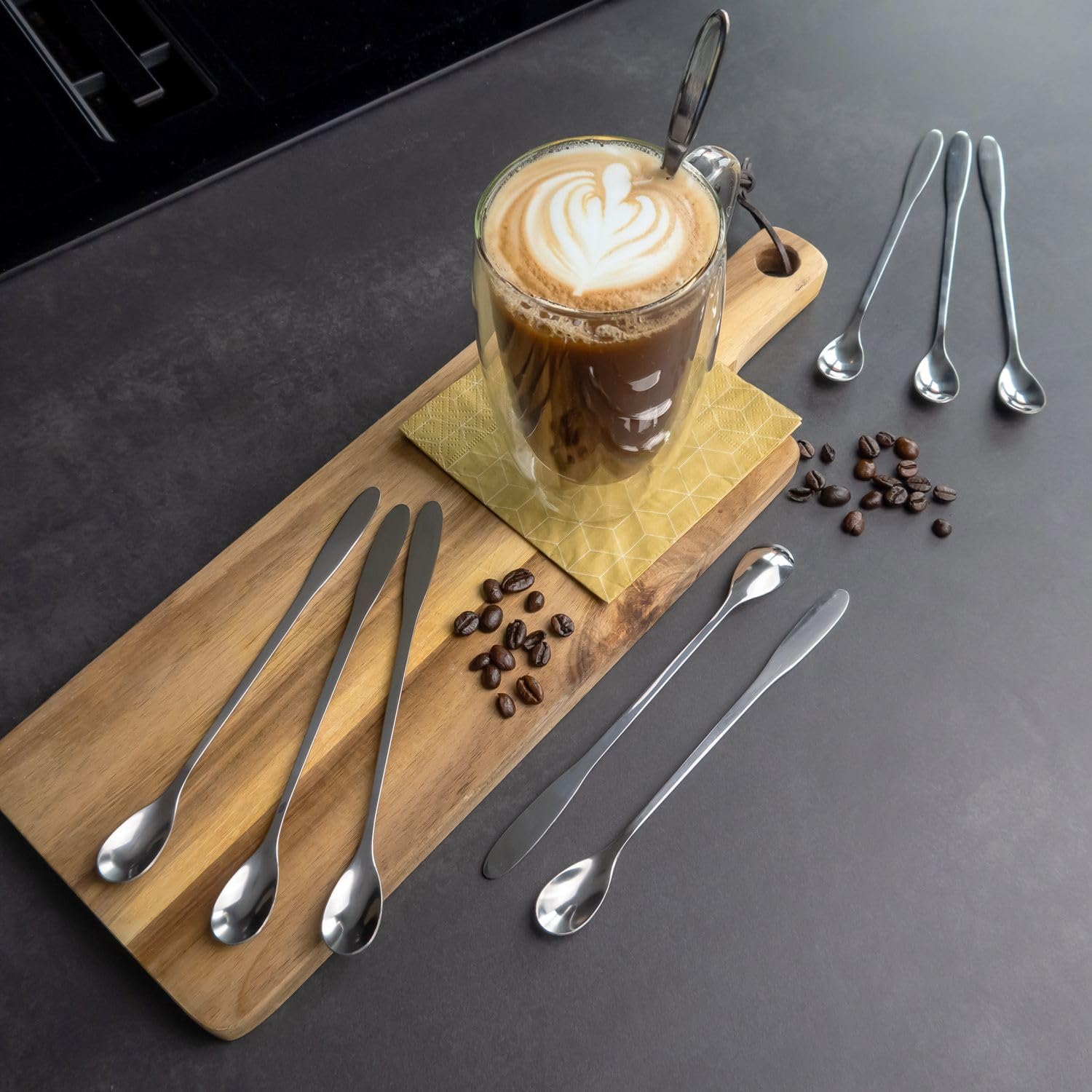 Intirilife Dessertlöffel Edelstahl 19 cm 12er Set lang silber