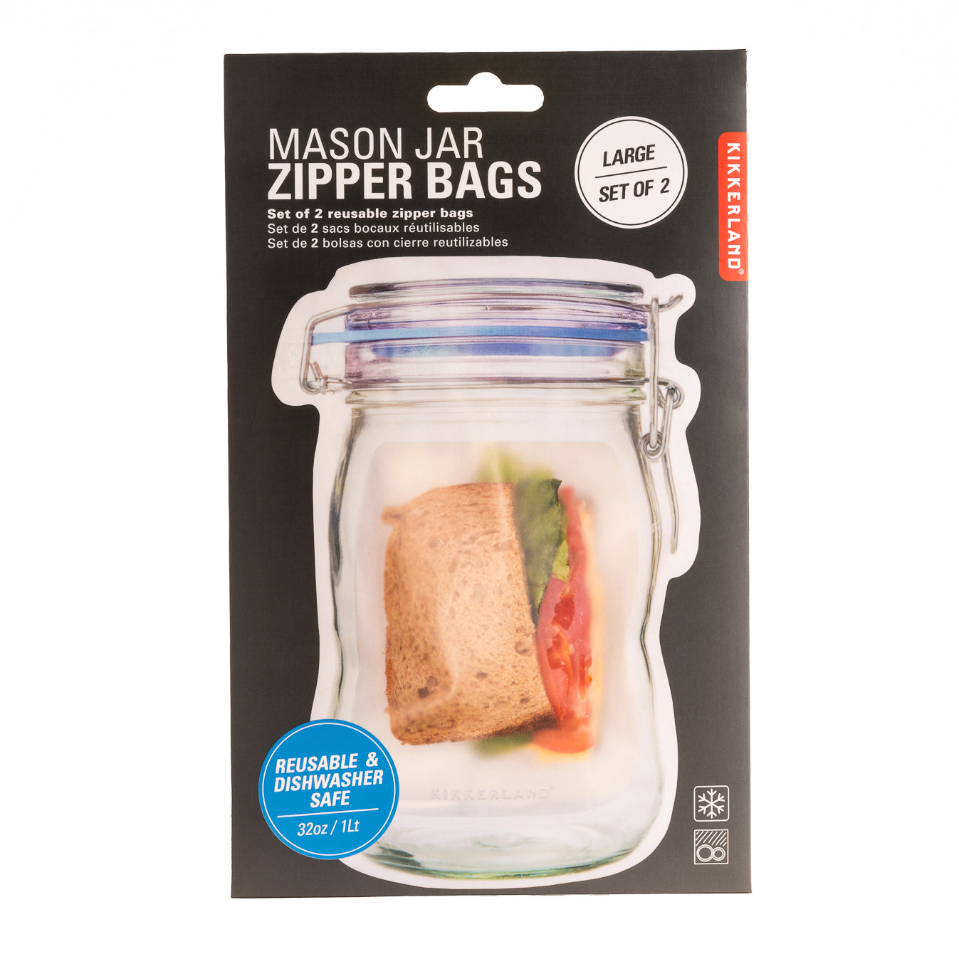 Kikkerland Home Large Zipper Bags Aufbewahrungsbeutel 2er Set