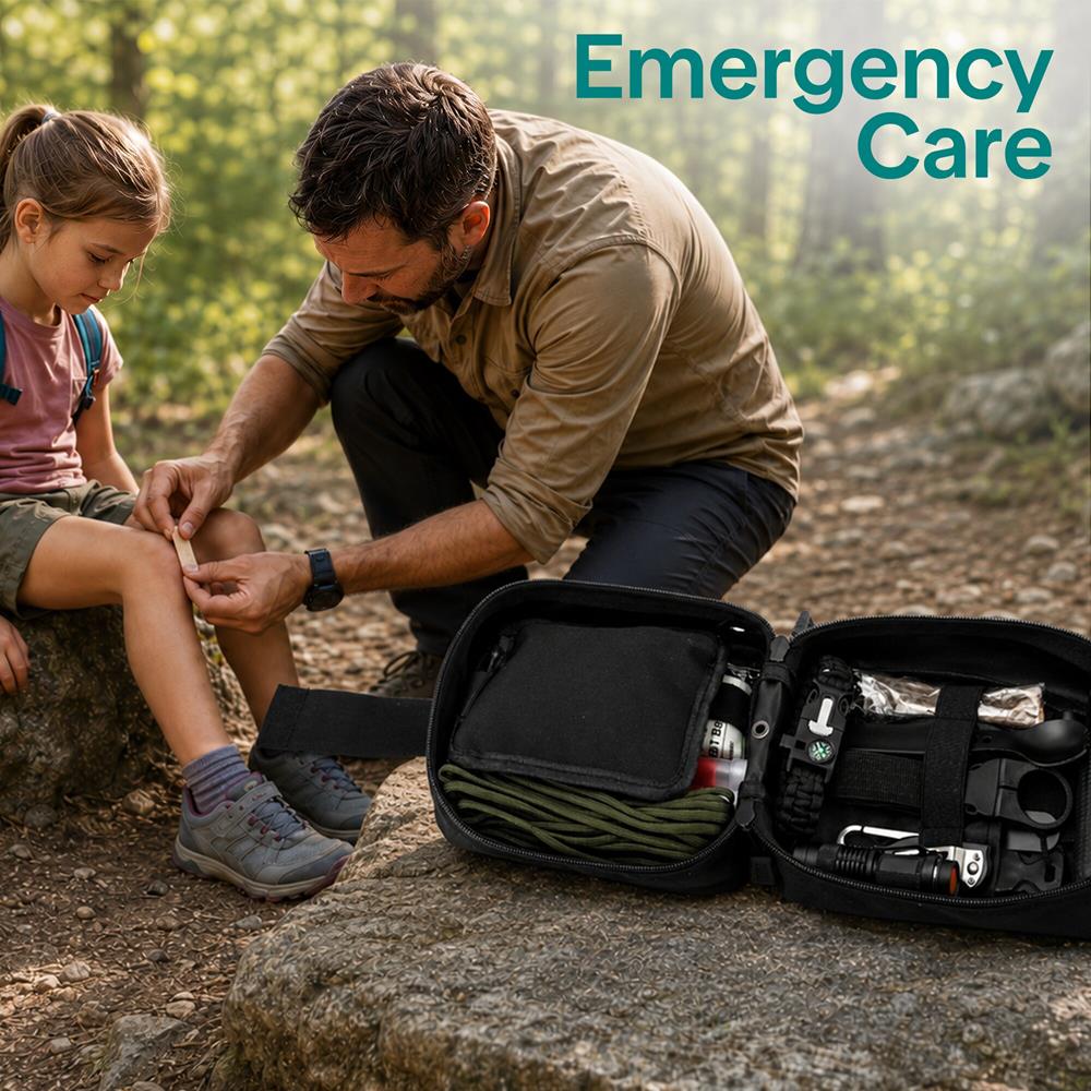 Serenelife Camping Outdoor Survival Kit SLSRVLKTTLBK Schwarz