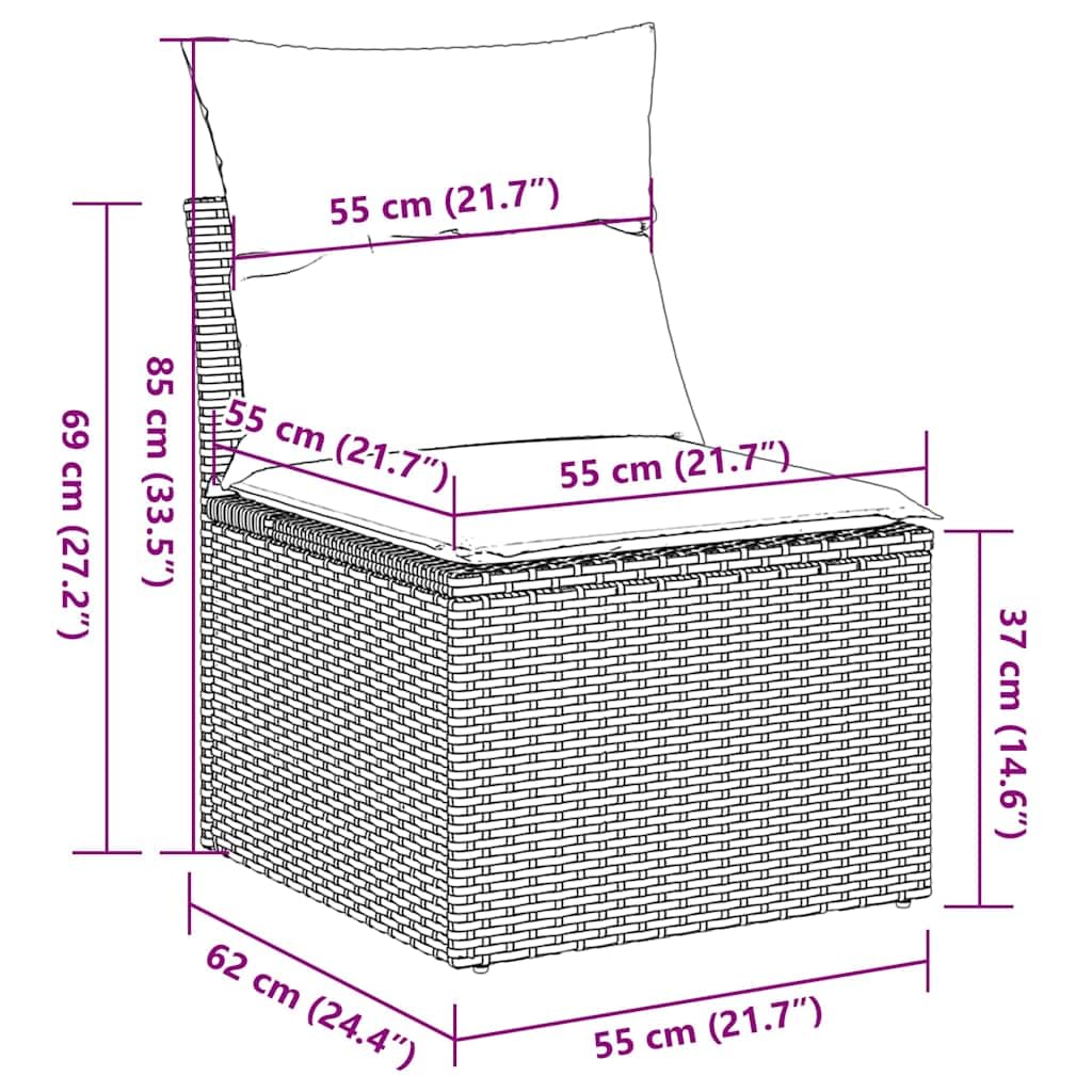 vidaXL Garten Sofagarnitur 9-tlg schwarz creme Rattan