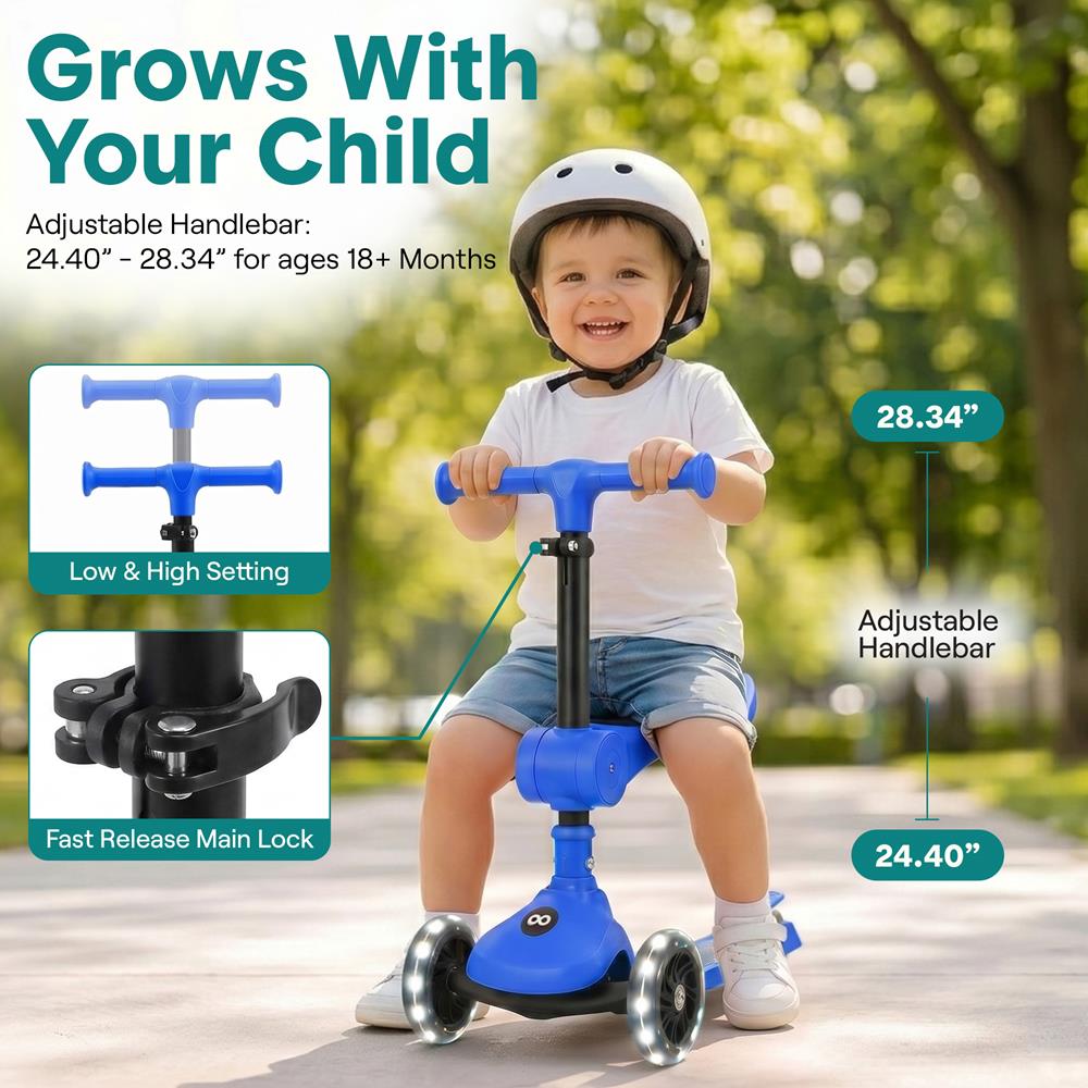Serenelife Scooters SLKSC25BL Kinder Roller 3-Rad Blau