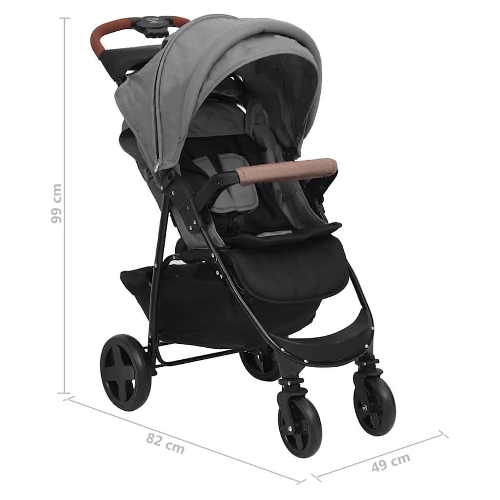 vidaXL Kinderwagen 2-in-1 Buggy Sportwagen Hellgrau Stahl