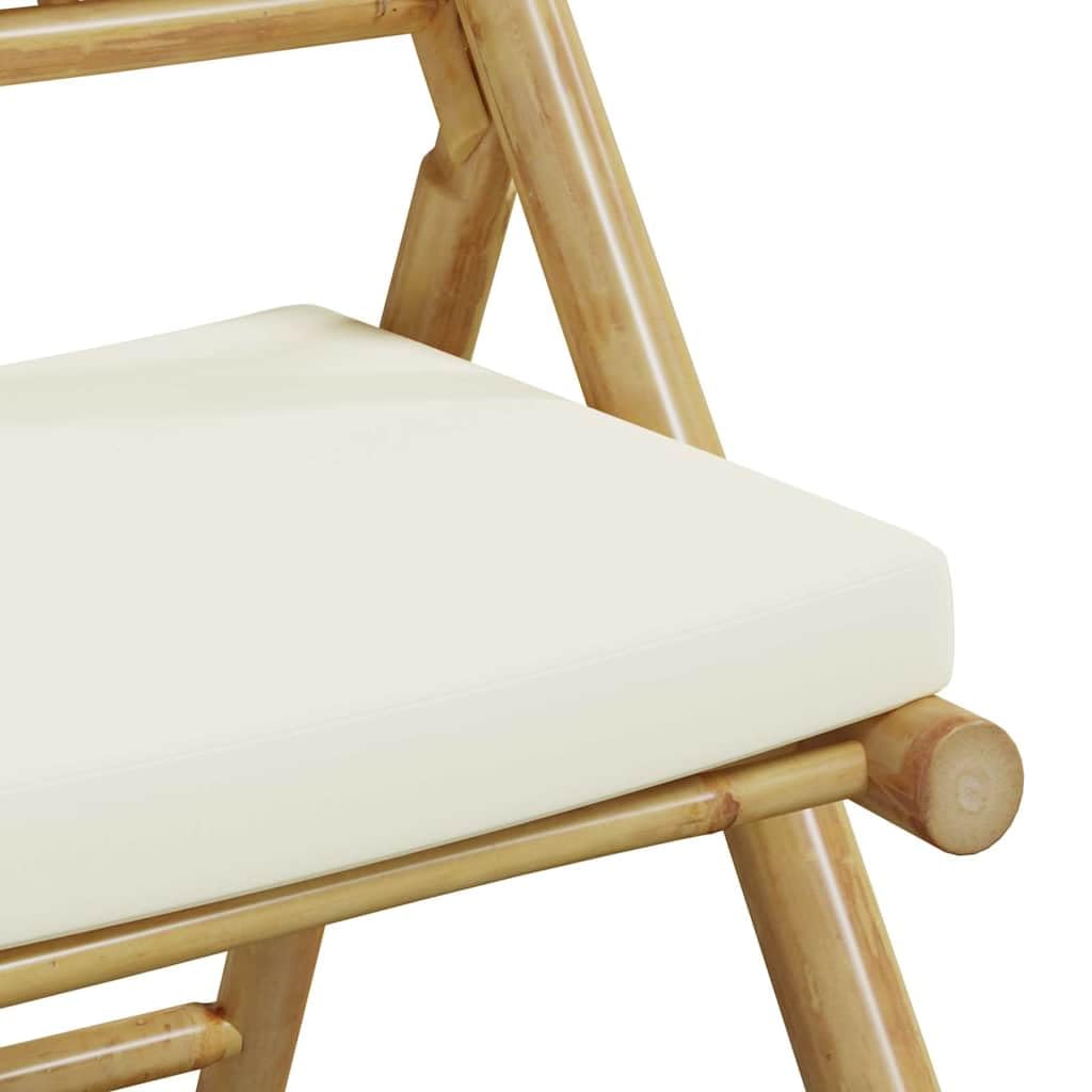 vidaXL Bistro-Set Bambus 3-tlg. klappbar Cremeweiß 55x55x75 cm