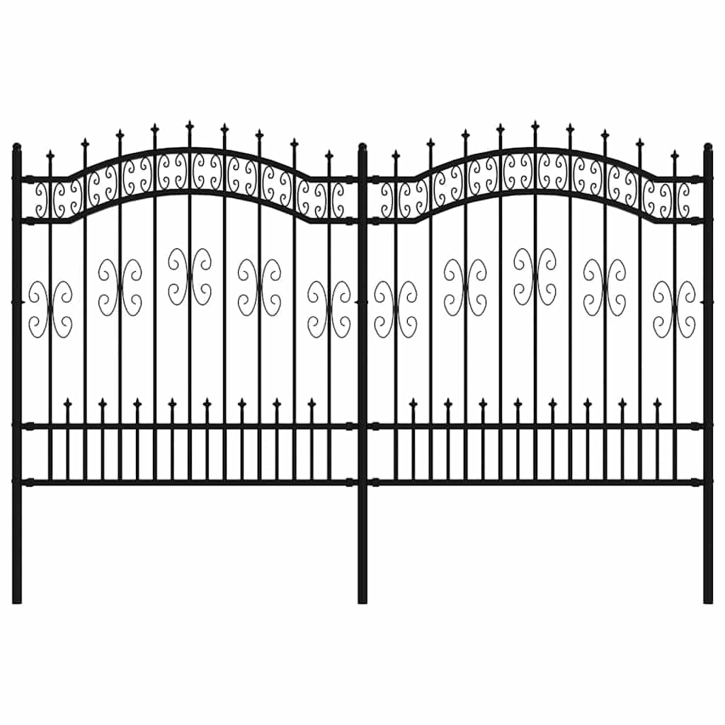 vidaXL Gartenzaun KAMPEN Schwarz 240 cm Stahlzaun