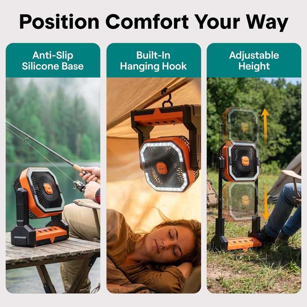 Serenelife Camping Ventilator Orange 20000mAh mit LED