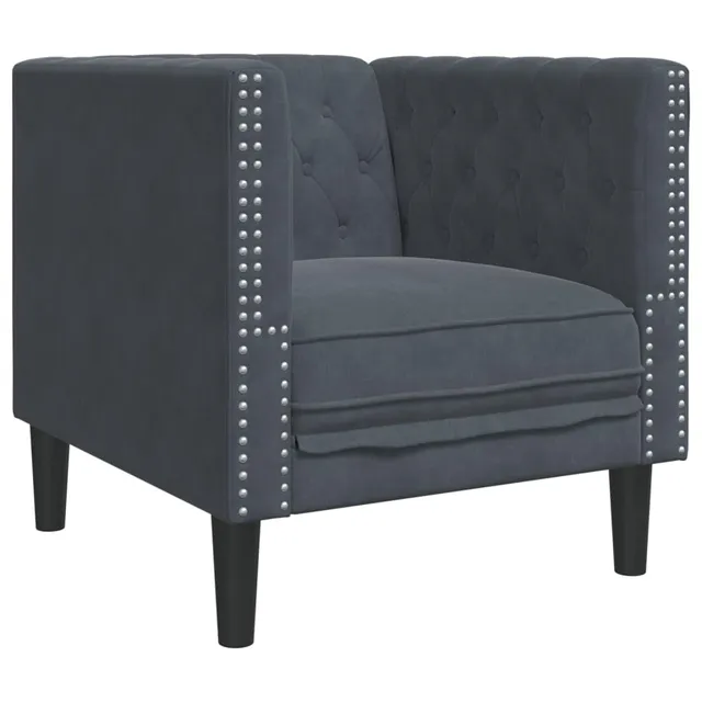 vidaXL Chesterfield-Sessel Samt Sessel Dunkelgrau Knopftuft