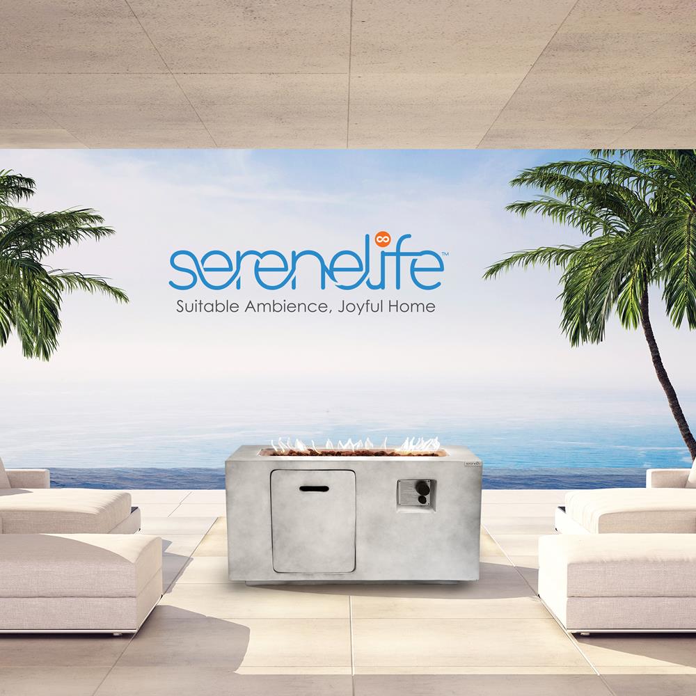 Serenelife Feuertisch Gas 50000 BTU Beton Eckig Abdeckung