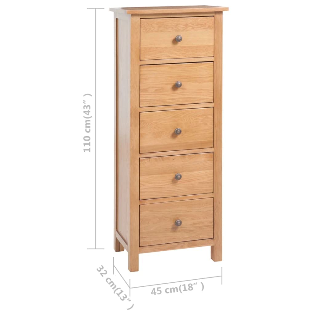 vidaXL Möbel Kommode Eiche massiv 45x32x110 cm 5 Schubladen