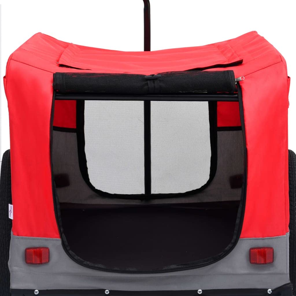 vidaXL Fahrradanhänger Hunde 2-in-1 Buggy Rot Grau