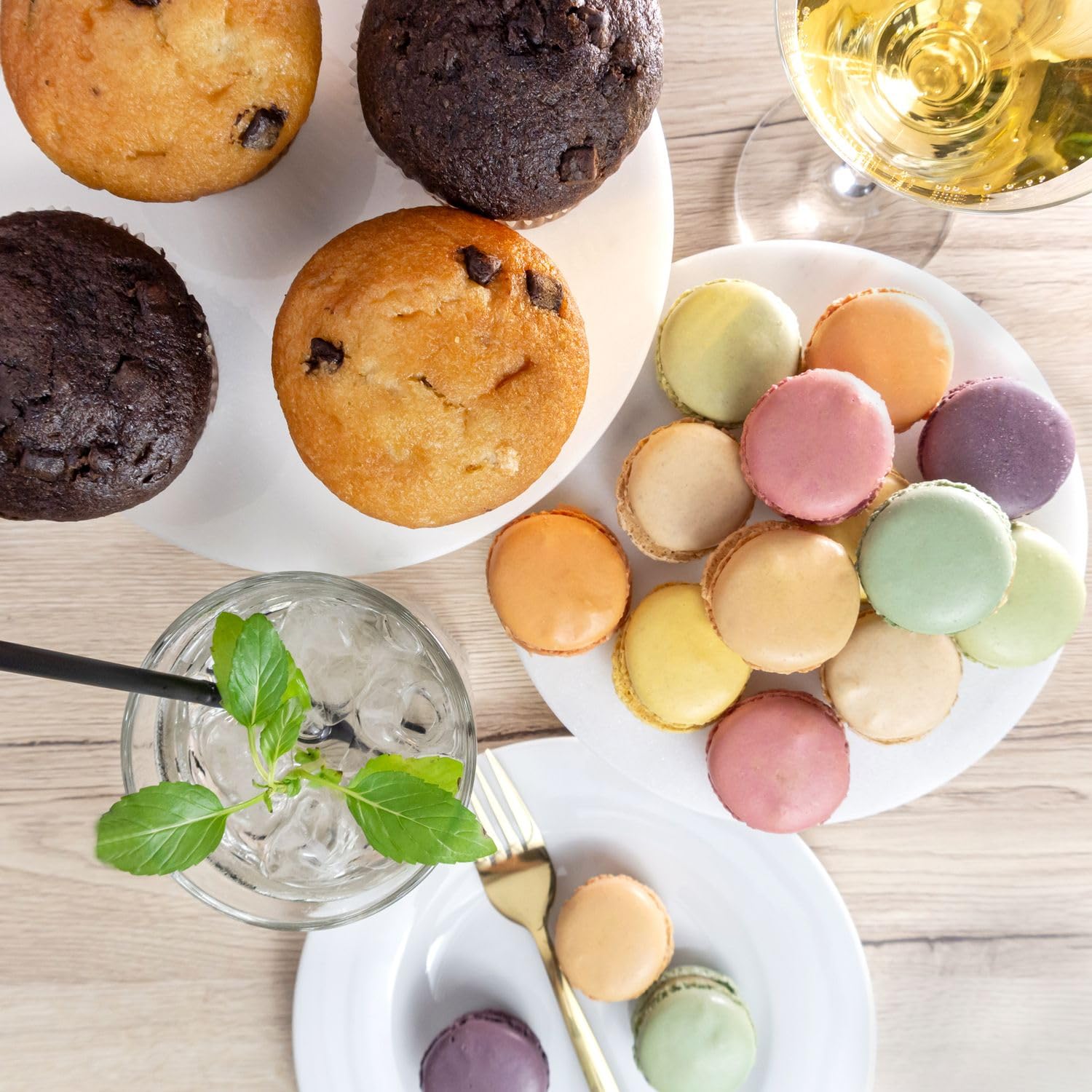 Intirilife Tortenständer Kuchenplatte 2er Gold Marmor Etagere