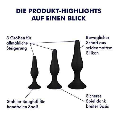 EIS Analplug-Set Silikon Analplug 3 Größen mit Saugnapf