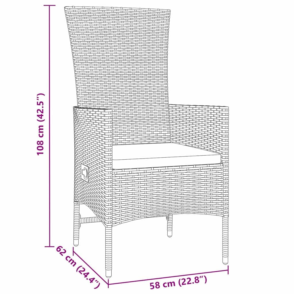 vidaXL Heim & Garten Essgruppe Beige Poly-Rattan Glastisch