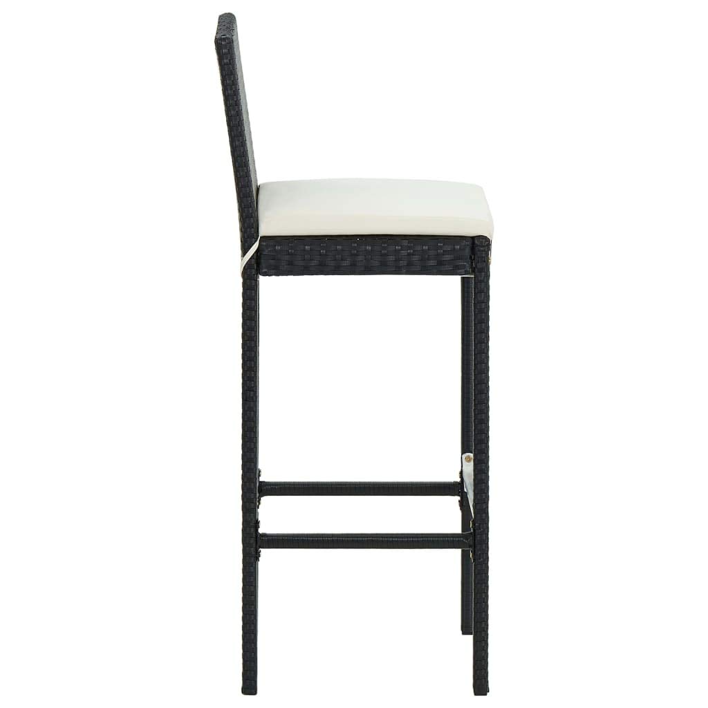 vidaXL Heim & Garten 5-tlg. Gartenbar-Set Rattan Schwarz mit Kissen