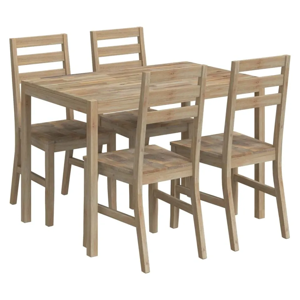 vidaXL Heim & Garten Essgruppe Akazie massiv 5-tlg 4 Stühle
