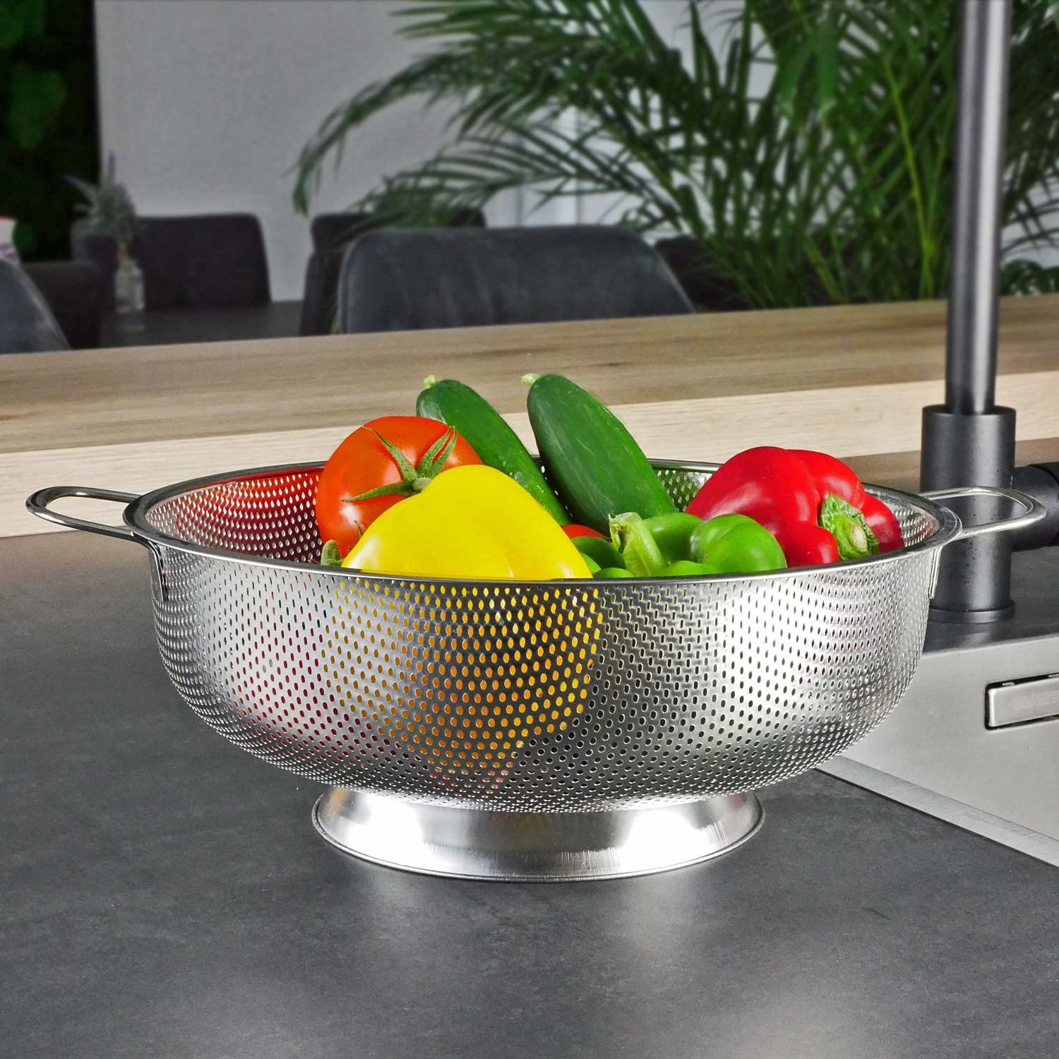 Intirilife Sieb Edelstahl Küchensieb mit Griffen 28,5 cm