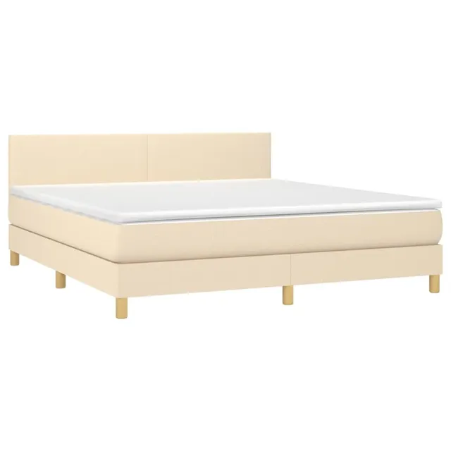 vidaXL Boxspringbett Creme 160x200 cm Stoff mit Matratze