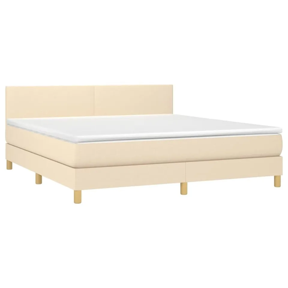 vidaXL Boxspringbett Creme 160x200 cm Stoff mit Matratze
