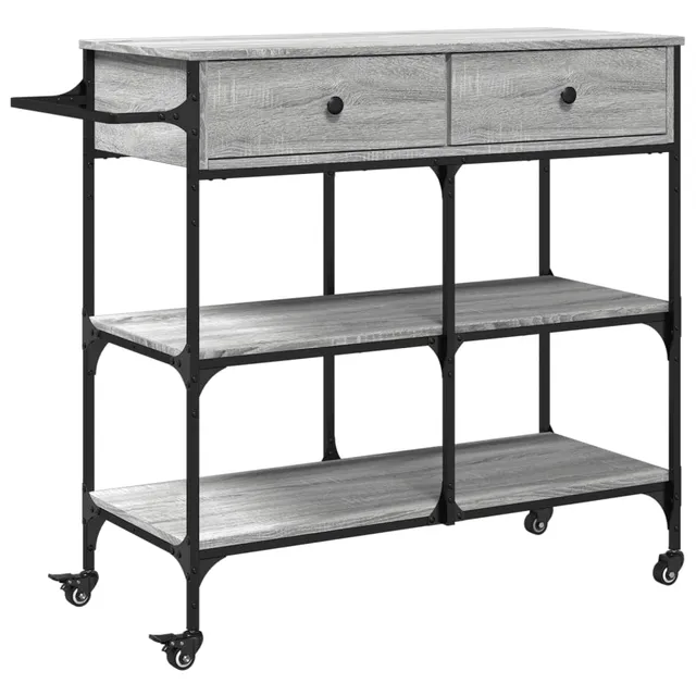 vidaXL Küchenwagen Grau Sonoma 105x42x95 cm Rollen
