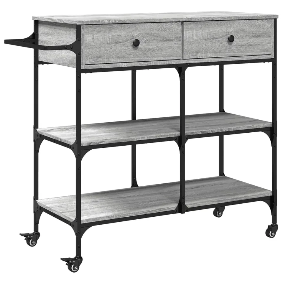 vidaXL Küchenwagen Grau Sonoma 105x42x95 cm Rollen