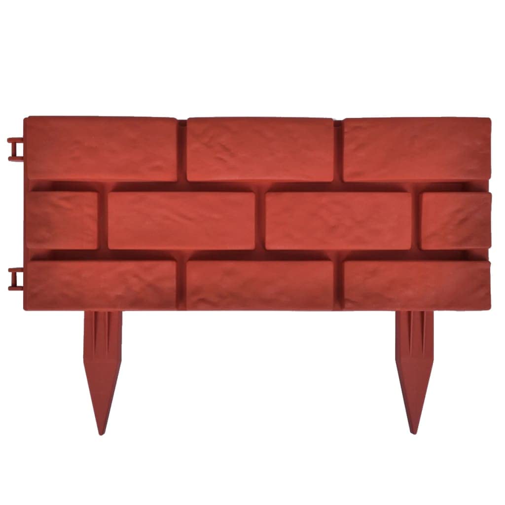 vidaXL Rasenkante Rot Gartenpalisade 5m 11-teilig Polypropylen