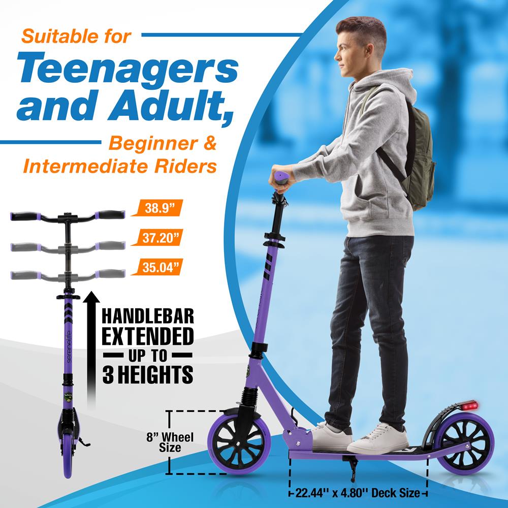 Serenelife Scooter Roller Lila Verstellbar Klappbar 8 Zoll