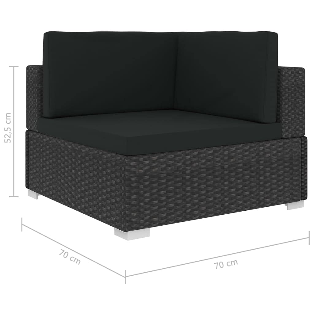 vidaXL Heim & Garten Gartenmöbel 6-TLG. Rattan Schwarz Auflagen