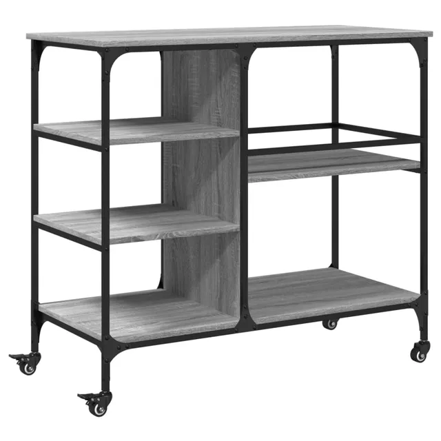 vidaXL Möbel Küchenwagen Grau Sonoma 100x45x89,5 Holz